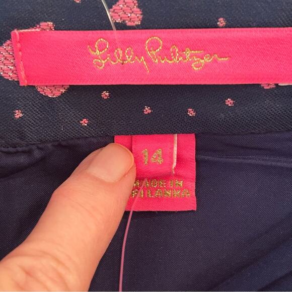 Lilly Pulitzer Adler Navy Jacquard Hearts Skirt Size 14 - Picture 4 of 11
